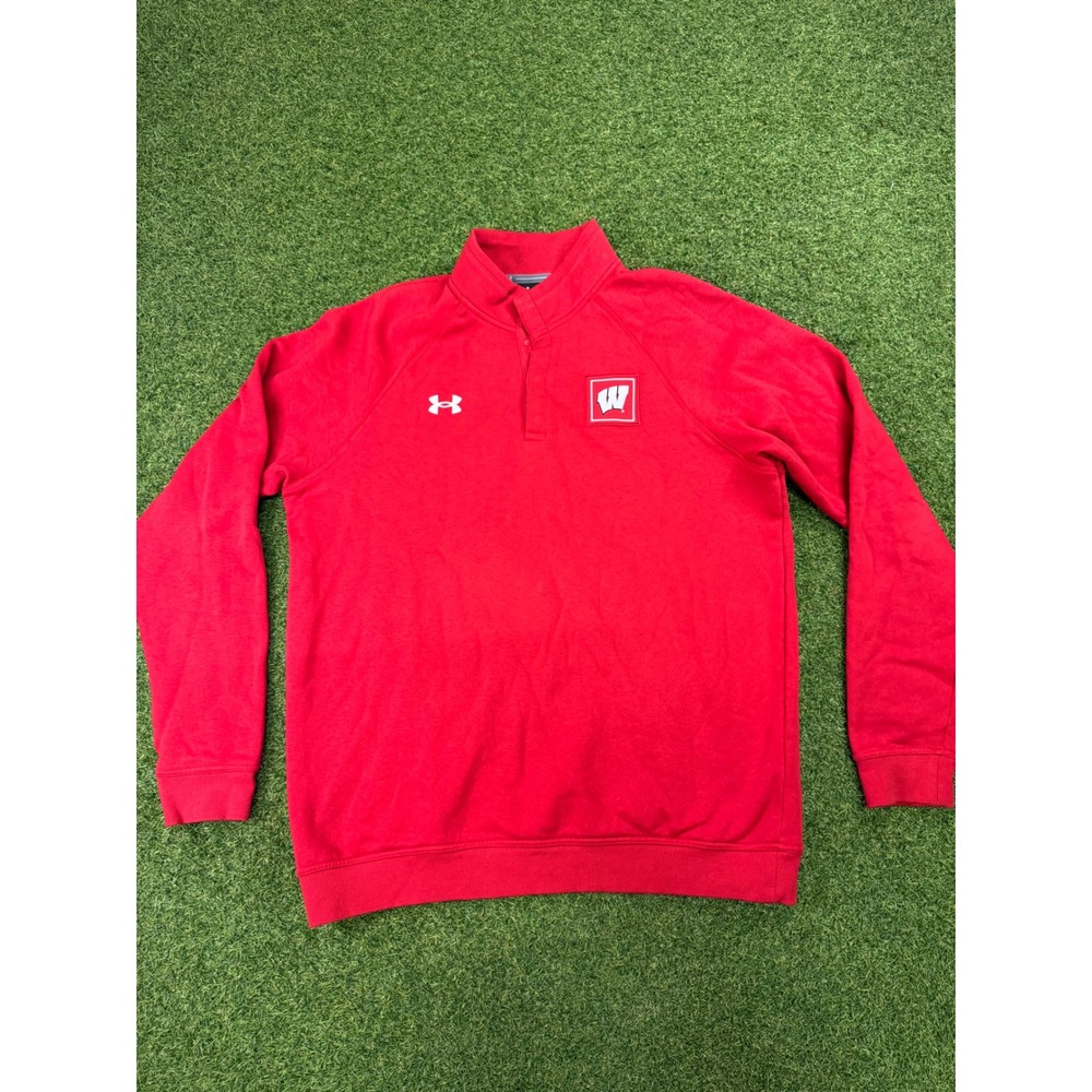 Under Armour Wisconsin Badgers Mens Large Red Quarter Snap Fleece‎ Sweatshirt
